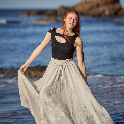 Linen Skirt Maxi High Waist Clothing Women Plus