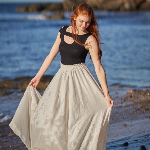 Linen Skirt Maxi High Waist Clothing Women Plus