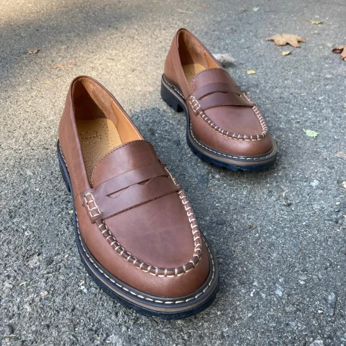 Brown Leather Penny Loafers: Classic Women's Top Siders