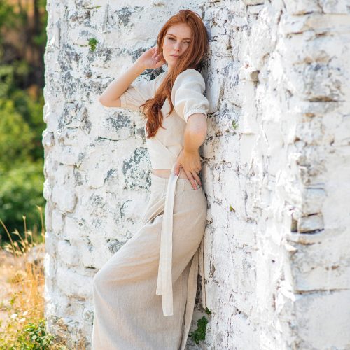 Linen Wrap Skirt Summer Maxi For Women Tie