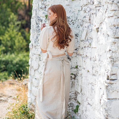 Linen Wrap Skirt Summer Maxi For Women Tie