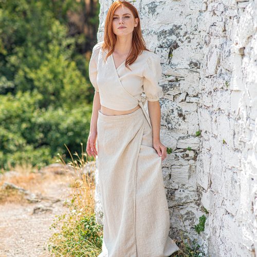 Linen Wrap Skirt Summer Maxi For Women Tie
