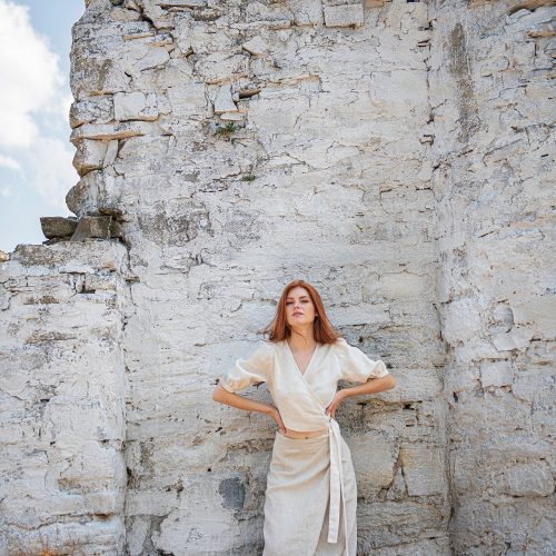 Linen Wrap Skirt Summer Maxi For Women Tie