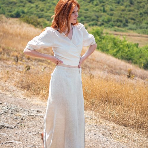Linen Wrap Skirt Summer Maxi For Women Tie
