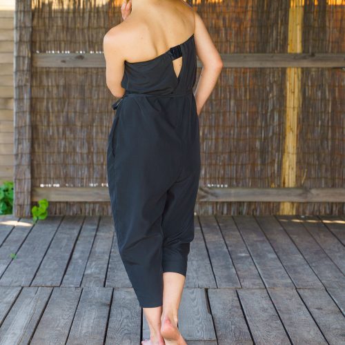 Black Harem Jumpsuit: Plus Size Strapless Modal Romper