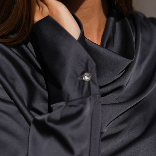 Silk Cowl Neck Blouse Long Sleeves Office Satin