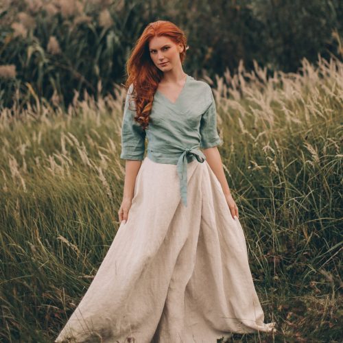 Wrap Skirt Linen Maxi Plus Size Natural Clothing