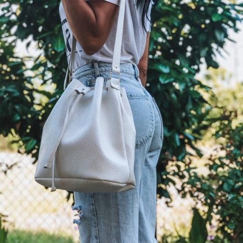 Black Leather Bucket Bag Large Handbag Shoulder And