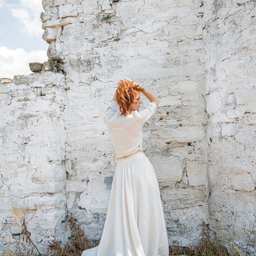 Long Linen Skirt For Women Maxi With Pockets