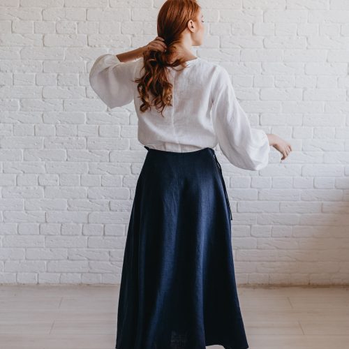 Linen Wrap Skirt: Moroccan Red With Ties And