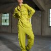 Handmade Lemon Green Cotton Utility Jumpsuit: Plus Sizes