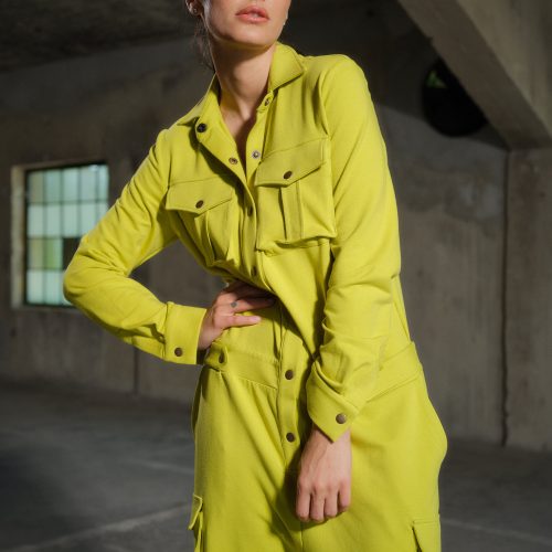 Handmade Lemon Green Cotton Utility Jumpsuit: Plus Sizes