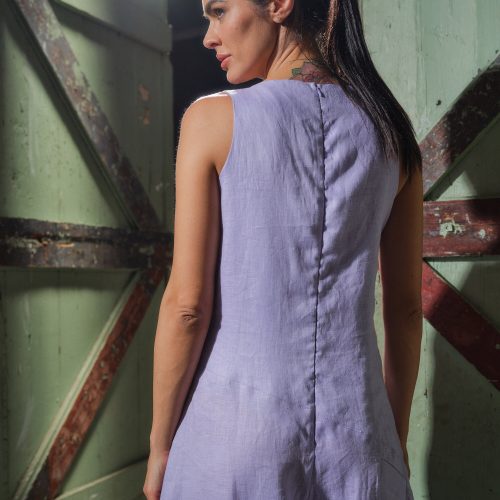 Lilac Linen Jumpsuit: Avant Garde Drop Crotch Overalls