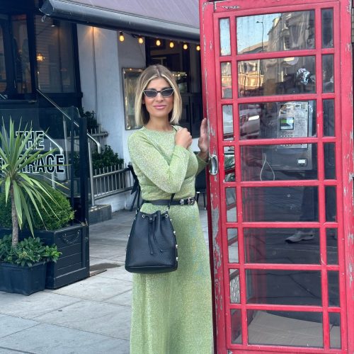 Black Leather Bucket Bag Shopping Purse Women Handbag