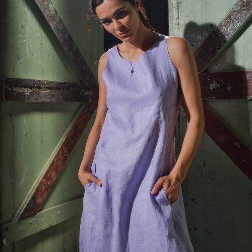 Lilac Linen Jumpsuit: Avant Garde Drop Crotch Overalls