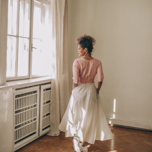 High Waist Linen Maxi Skirt With Pockets Bohemian