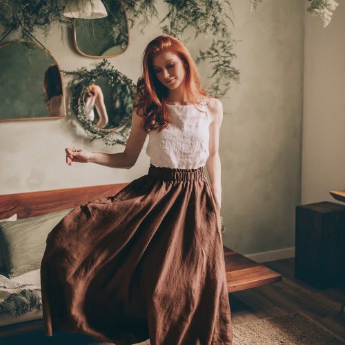 Linen Skirt Maxi High Waist Clothing Women Plus