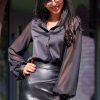 Elegant Silk Blouse Chiffon Long Sleeves Button Down