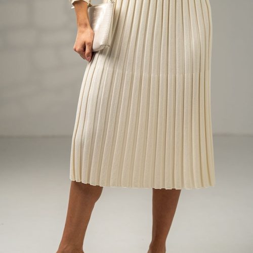 Midi Skirt With Pleats Elegant A Line Womens