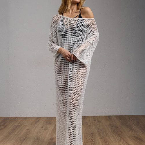 Loose Mesh Cotton Tunic / Fishnet Long Sleeve