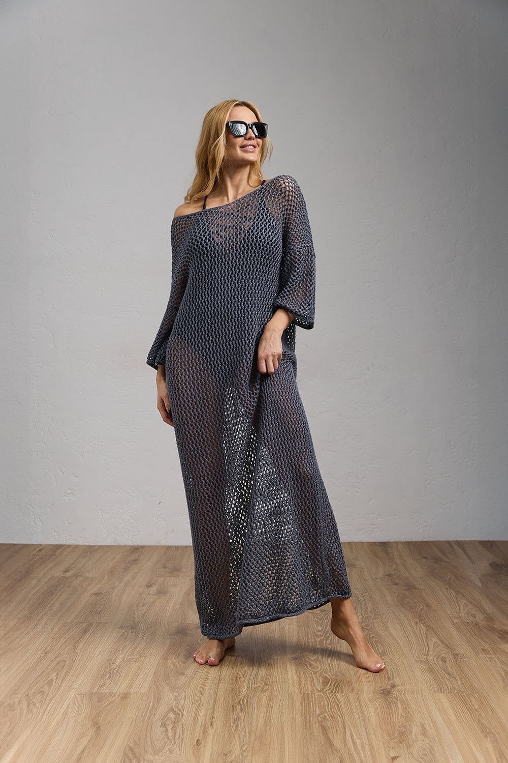 Loose Fishnet Cotton Tunic Festival Clothing Womens See