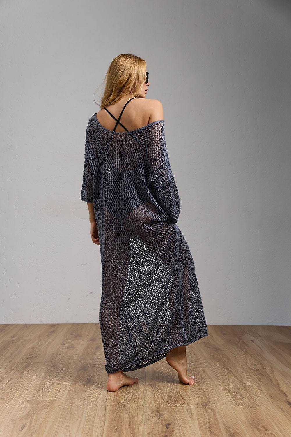 Loose Fishnet Cotton Tunic Festival Clothing Womens See