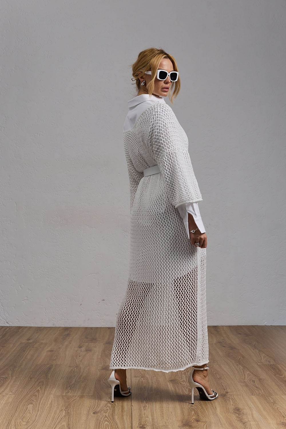 Loose Mesh Cotton Tunic / Fishnet Long Sleeve
