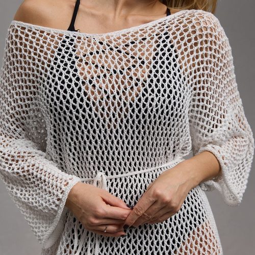 Loose Mesh Cotton Tunic / Fishnet Long Sleeve