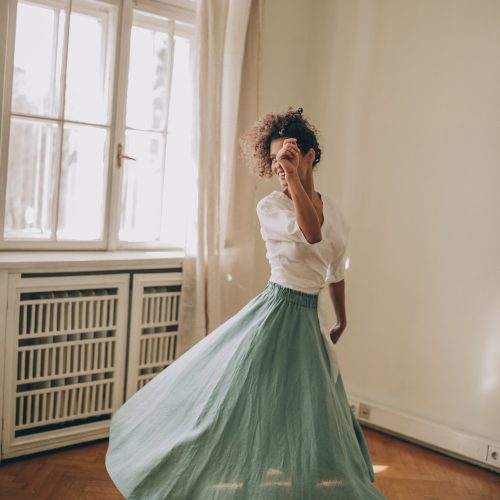 High Waist Linen Maxi Skirt With Pockets Bohemian
