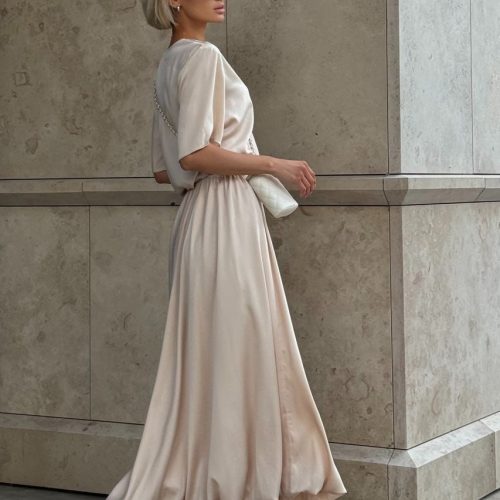 Bubble Maxi Skirts For Women Silk A Line