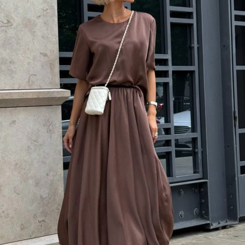 Bubble Maxi Skirts For Women Silk A Line