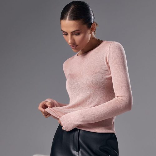 Sheer Fitted Top Long Sleeves Crew Neck Sleeve