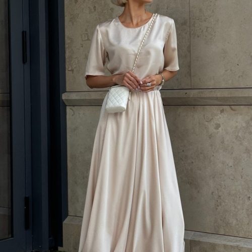 Bubble Maxi Skirts For Women Silk A Line