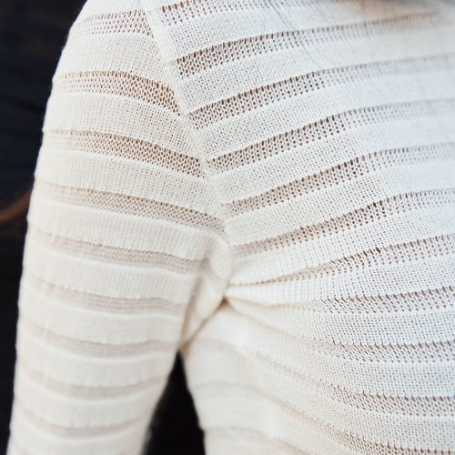 Crew Neck Long Sleeve Top Semi Sheer Fitted