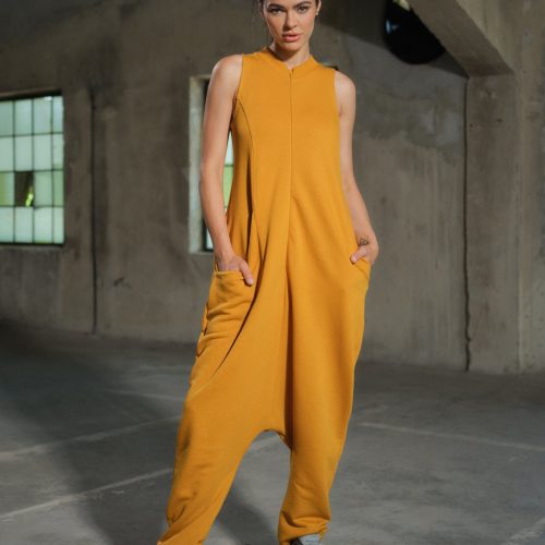 Organic Cotton Drop Crotch Jumpsuit: Avant Garde Utility