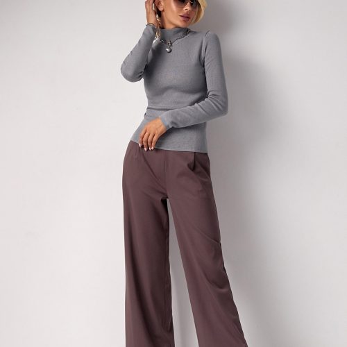 Fitted Turtleneck Top Elastic Bamboo Casual Fall Style