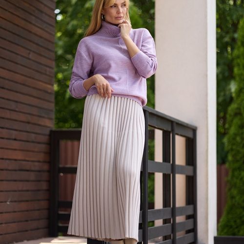 Pleated Skirt High Waisted A Line Midi Long