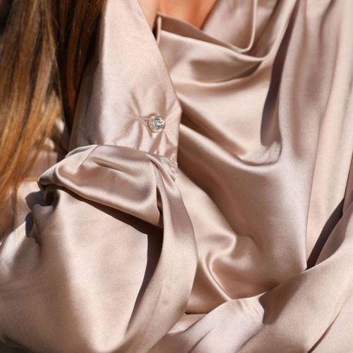 Silk Cowl Neck Blouse Long Sleeves Office Satin