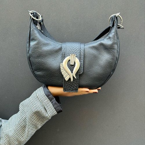 Black Leather Shoulder Bag Crossbody Purse Women's Handbag
