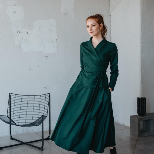 Wool Wrap Skirt And Top Set Winter Clothing