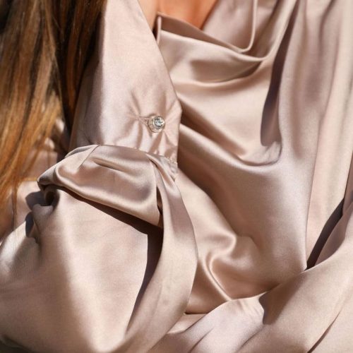 Cowl Neck Blouse Silk For Women Long Sleeves