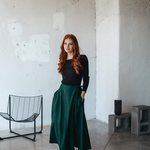 Gray Wool Wrap Skirt With Pockets: Boho Winter