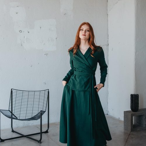 Wool Wrap Skirt And Top Set Winter Clothing