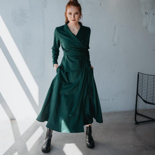 Wool Wrap Skirt And Top Set Winter Clothing