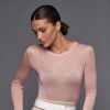 Sheer Fitted Top Long Sleeves Sleeve Tee Casual
