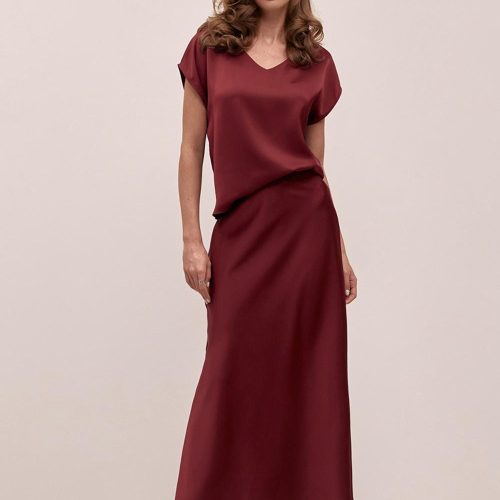 Silk Midi Skirt Elegant Aline Soft Shine High