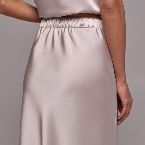 Silk Midi Skirt Elegant Aline Soft Shine High