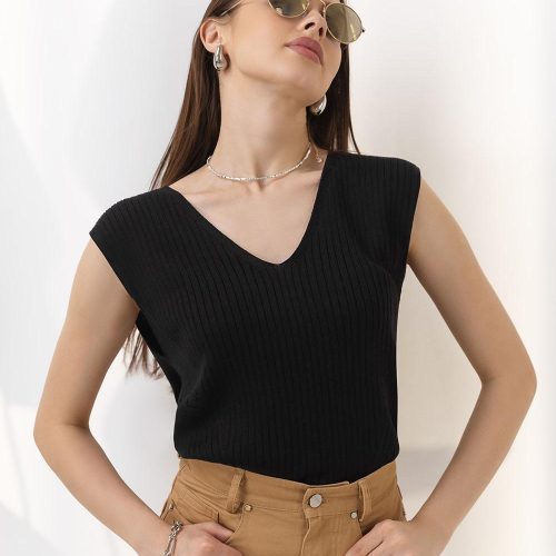 Knits Top V Neck Tank Wide Straps Loose