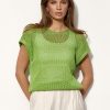 Crochet Mesh Top Loose Fit Tee Cotton Summer