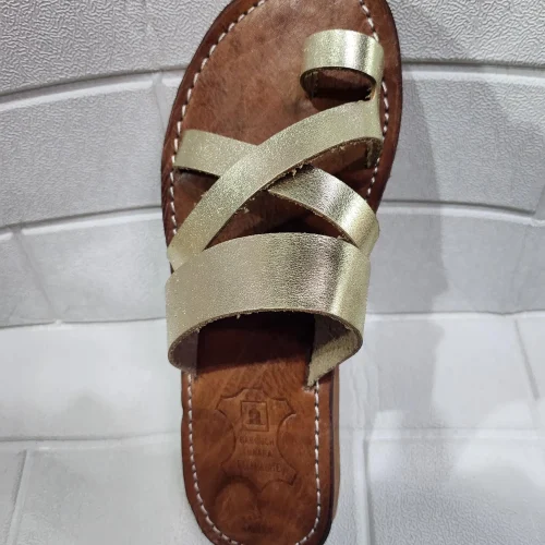 Women’s Gold Crisscross Moroccan Leather Sandals